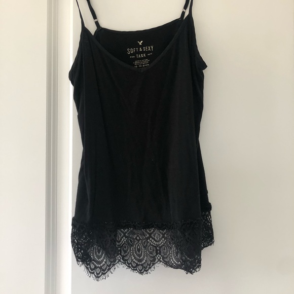 Black tank top with lace - Picture 1 of 3